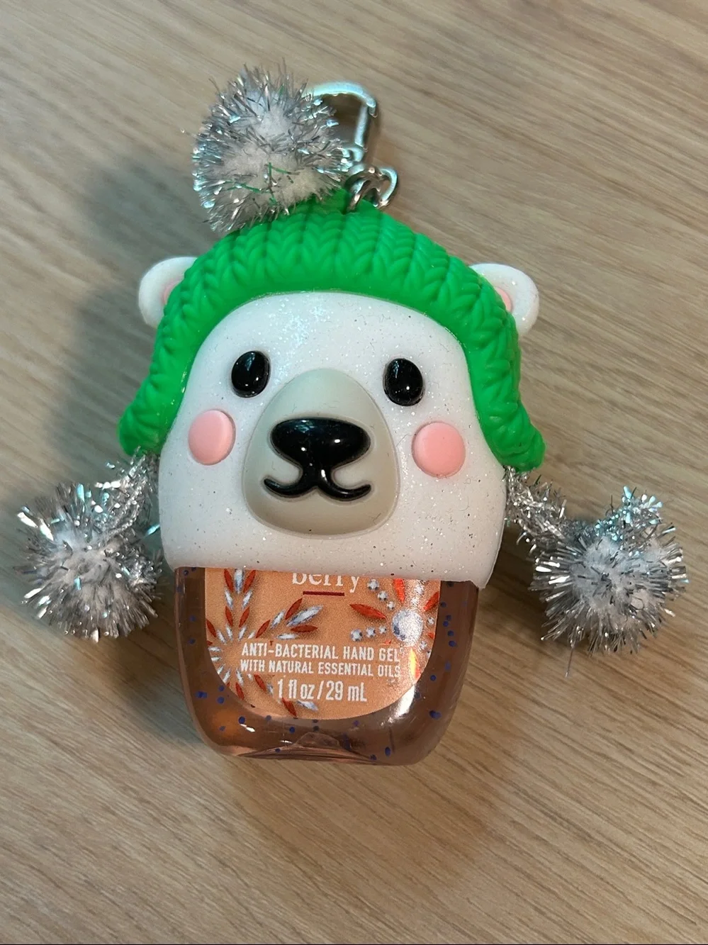 Bath & Body Works Polar Bear with Tinsel Pompoms PocketBac Holder keychain